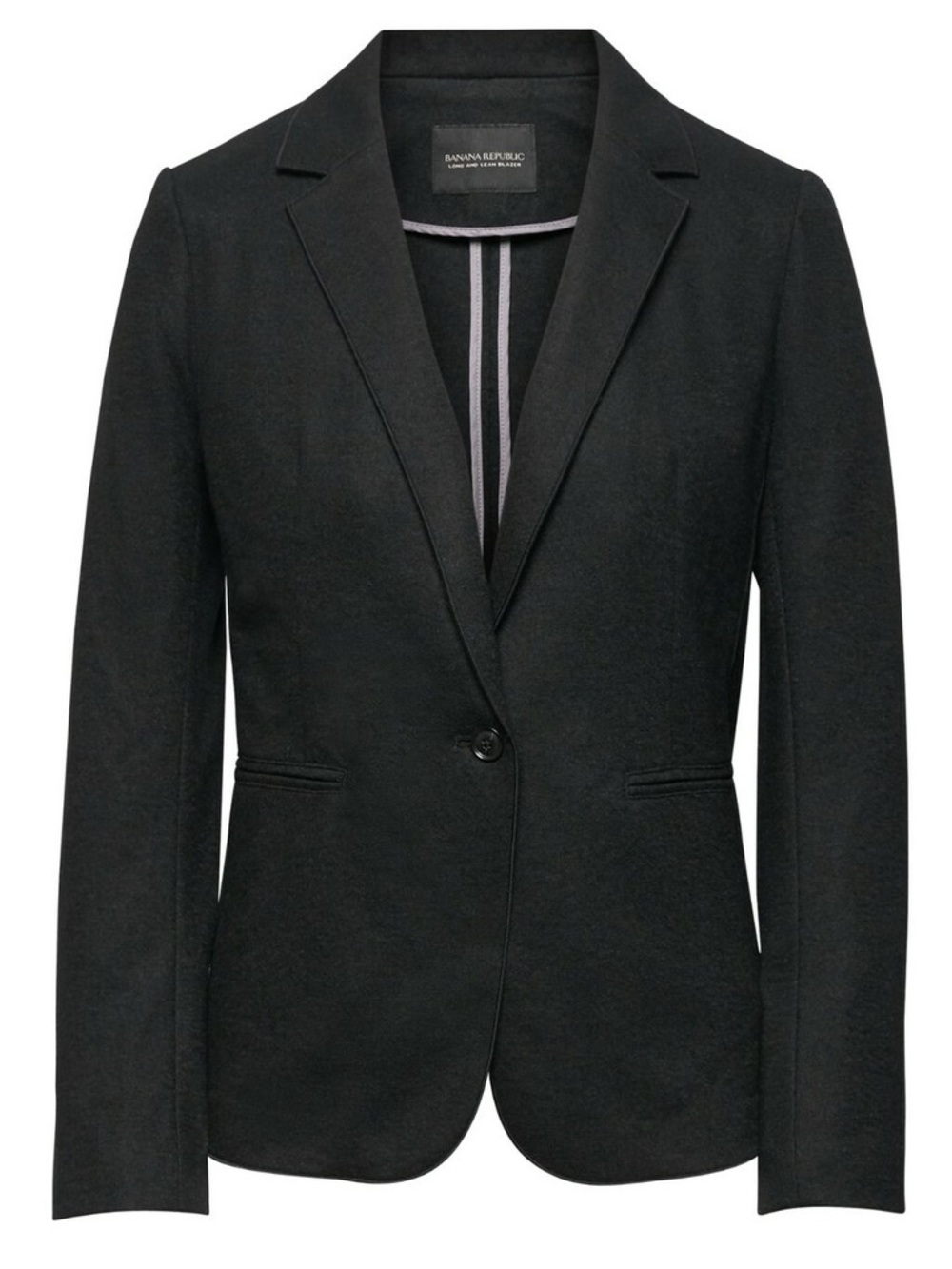 Banana Republic Long And Lean Wool Black One Button Blazer Knit Unstructured 12